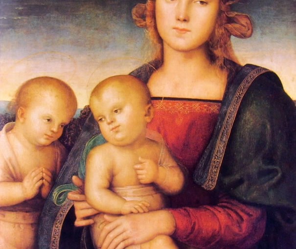 Pietro Perugino: Madonna con il Bambino e San Giovannino, cm. 73 x 52, Staedelsches Kunstinstitut, Francoforte.